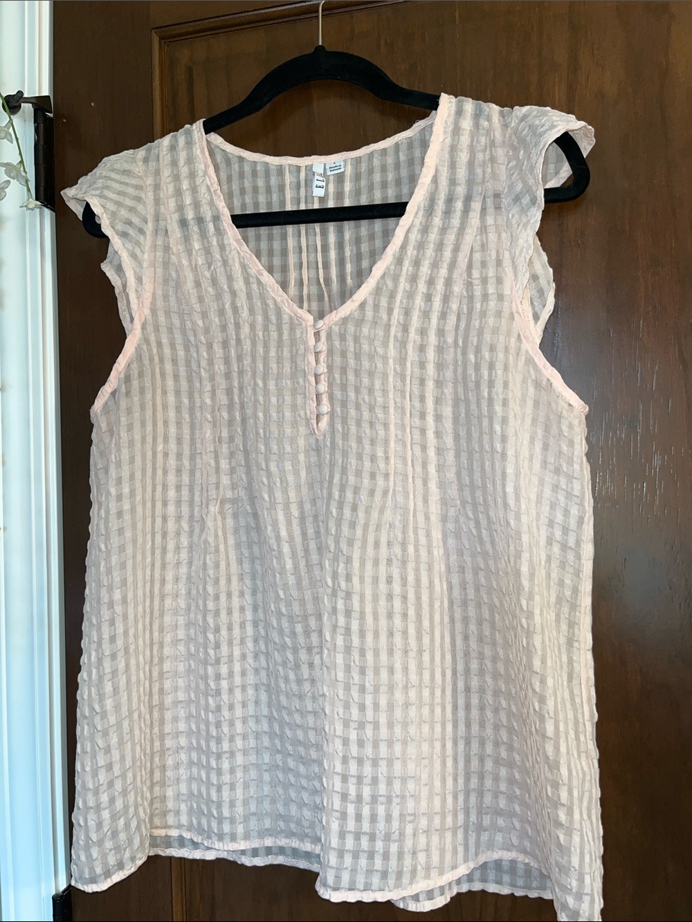 Elle Pale Pink Textured Sleeveless Blouse